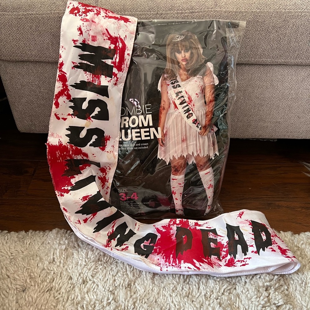Halloween Costume Zombie Prom Queen Size 3-4